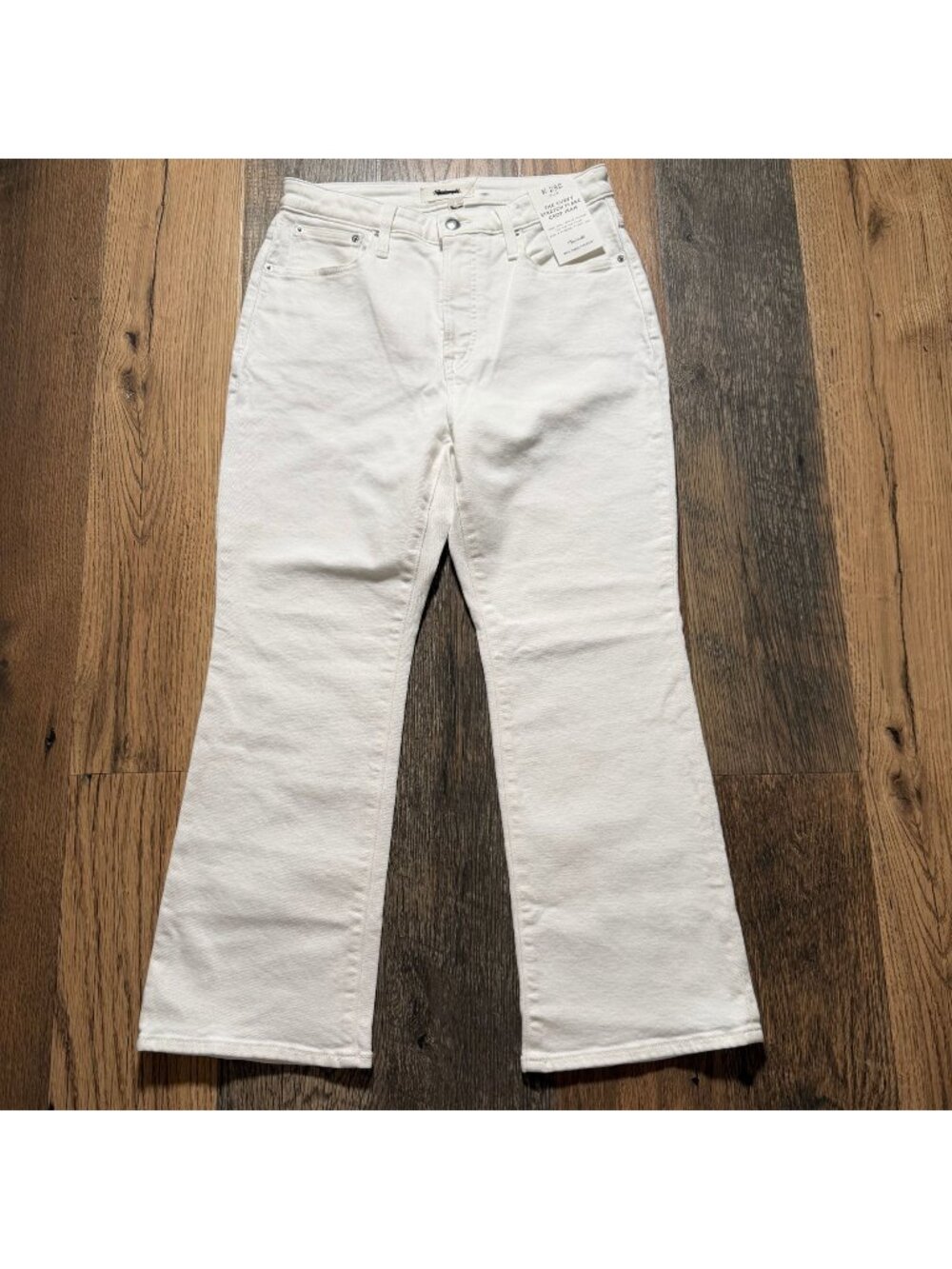 Madewell NZ618 The Curvy Flare Crop Jean Super Stretch Tile White Size 29S NWT